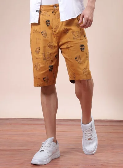 ذا انديان كراج كو Men Relaxed Fit Stretchable Graphic Printed Mid-Rise Resort Wear Shorts