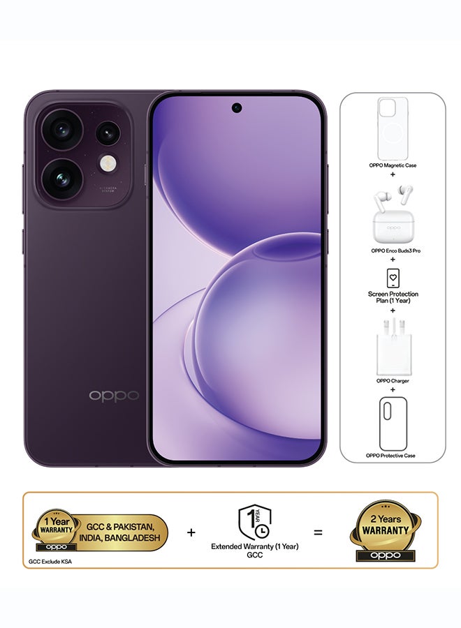 OPPO Reno16 AI Phone Dual SIM 5G Twilight Violet 12GB RAM 256GB With OPPO Enco Buds3 Pro + OPPO Magnetic Case - Middle East Version - Image 1