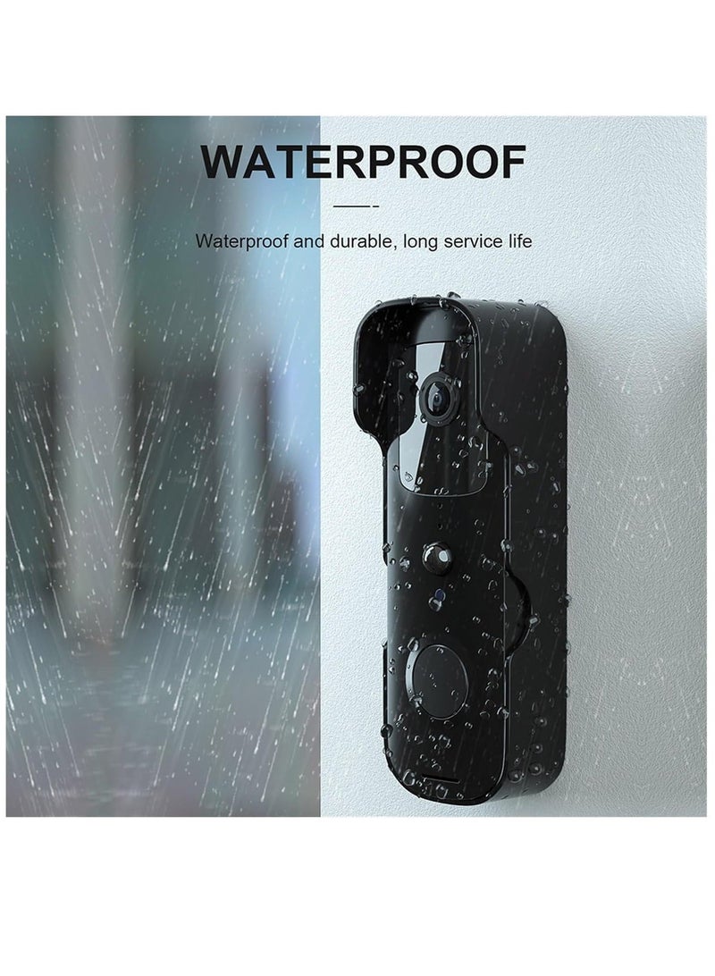 Smart Video Doorbell Home Wireless WiFi Doorbell Camera Waterproof Outdoor Doorbell App Smart Control Works With Google Assistant Voice Control Black - Image 3