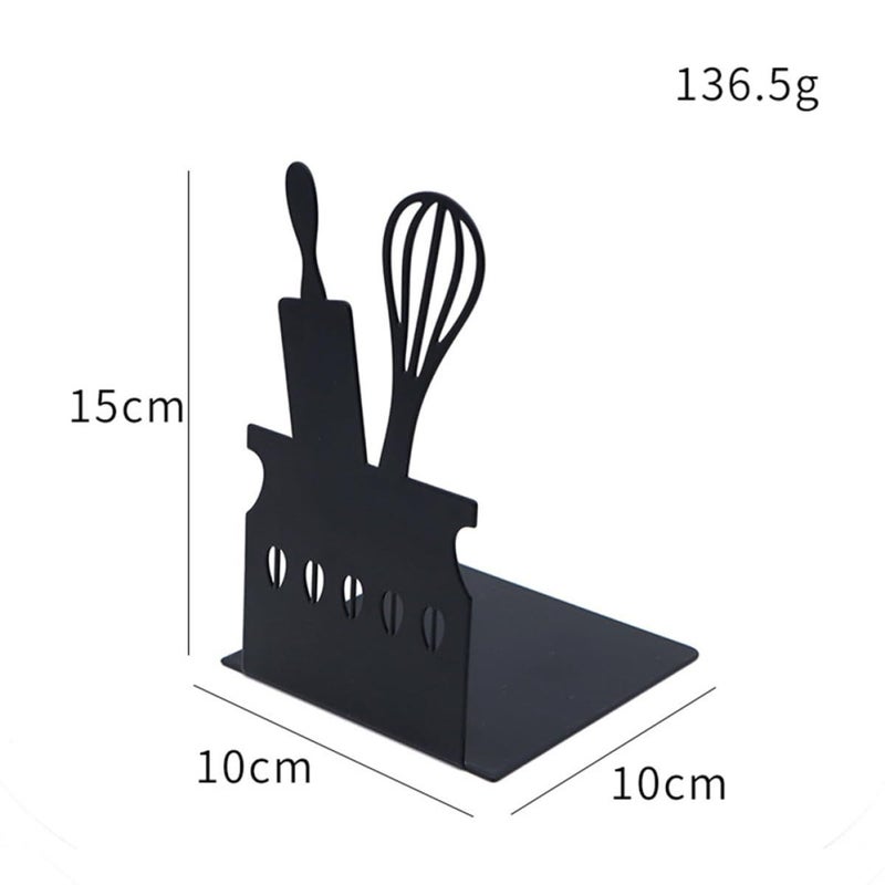Metal Bookends 2pcs Decorative Book Holder For Kitchen Cookbook Stands Bookshelf Storage Desk File Organizer Office Home Use - Image 3