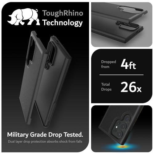 TUDIA MergeGrip Phone Case for Samsung Galaxy S24 Ultra 2024 - Dual Layer, Shockproof, Military Grade, Non-Slip, Heavy Duty & Tough Protector Cover Protective Phone Case - Matte Black - Image 3