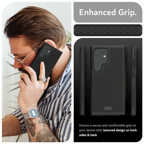 TUDIA MergeGrip Phone Case for Samsung Galaxy S24 Ultra 2024 - Dual Layer, Shockproof, Military Grade, Non-Slip, Heavy Duty & Tough Protector Cover Protective Phone Case - Matte Black - Image 4