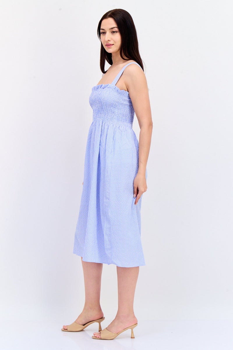 KOTON فستان ميدي بدون أكمام بتصميم مربعات للنساء، متعدد الألوان - Image 2