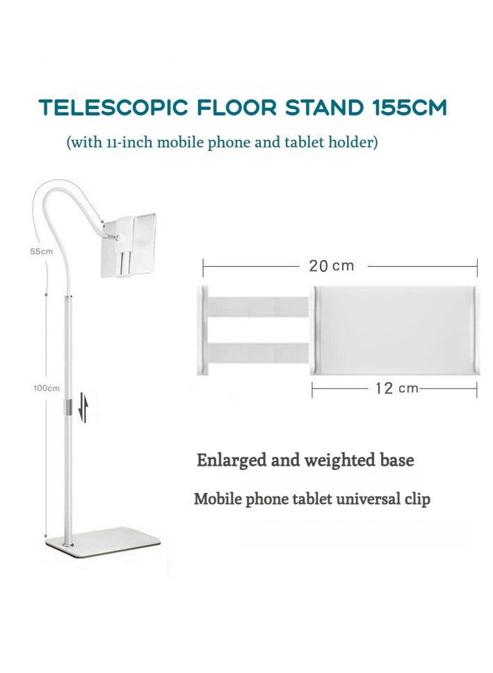 XiuWoo Gooseneck Tablet Floor Stand with Stable Aluminum Base,Adjustable Metal Tablet Stand Holder for 4-12.9 inch Smart Phone Tablet,Cell Phone eBook Reader,White - Image 5