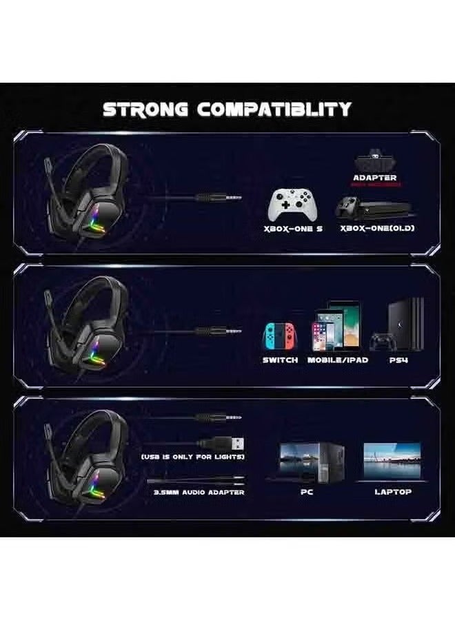 Over-Ear LED Wired Gaming Headphones With Mic For PS4/PS5/XOne/XSeries/NSwitch/PC  - Image 4