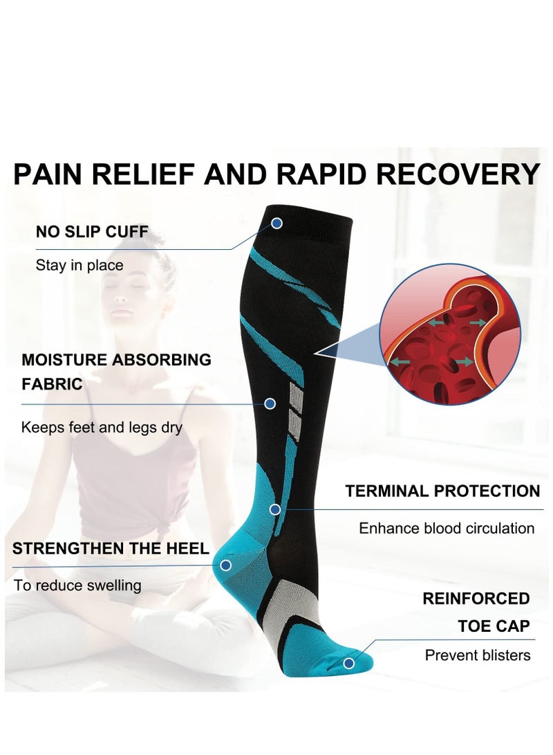 SYOSI Compression Socks for Women Men 6 Pairs Knee High Compression Stockings for Men Women 15-20mmHg Copper Graduated Pressure Socks for Nurses Flying Travel Pregnancy  - Image 3
