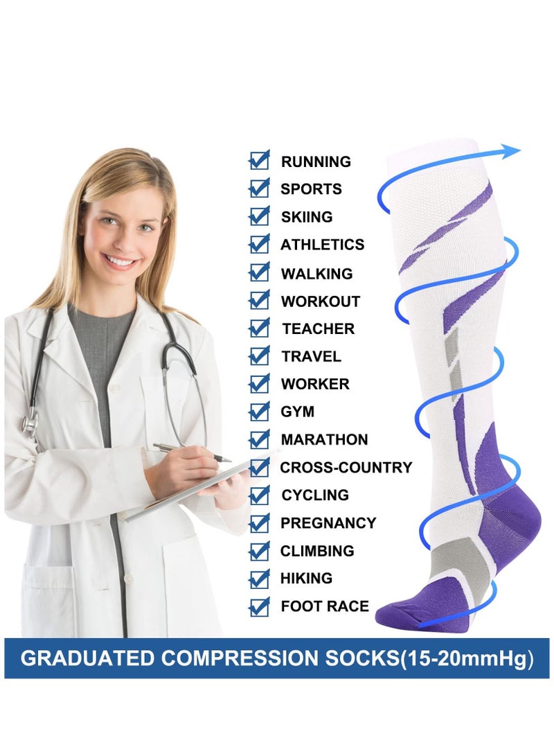 SYOSI Compression Socks for Women Men 6 Pairs Knee High Compression Stockings for Men Women 15-20mmHg Copper Graduated Pressure Socks for Nurses Flying Travel Pregnancy  - Image 4