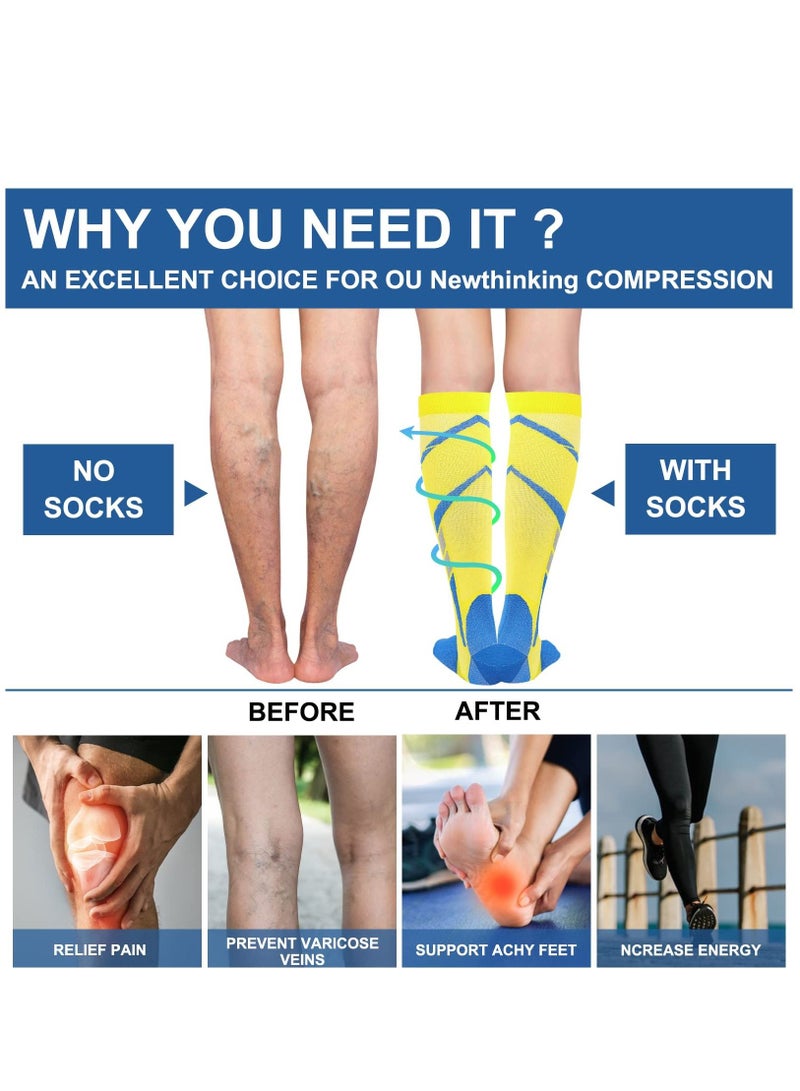 SYOSI Compression Socks for Women Men 6 Pairs Knee High Compression Stockings for Men Women 15-20mmHg Copper Graduated Pressure Socks for Nurses Flying Travel Pregnancy  - Image 5