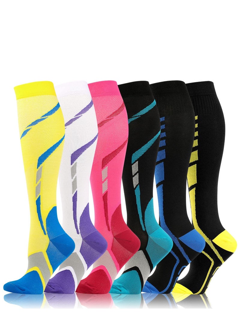 SYOSI Compression Socks for Women Men 6 Pairs Knee High Compression Stockings for Men Women 15-20mmHg Copper Graduated Pressure Socks for Nurses Flying Travel Pregnancy  - Image 1