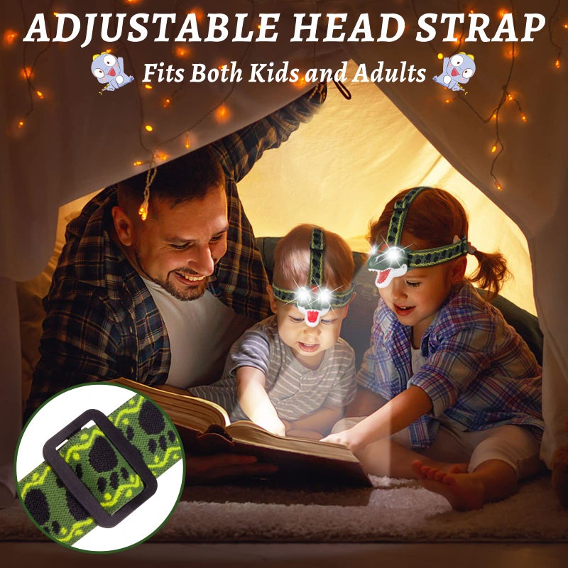 DX DA XIN Dinosaur Headlamp T-Rex LED Headlamps for Kids Flashlights Camping Gear - Dinosaur Toys for Boys Girls Toddlers Outdoor Toys for Kids Birthday Halloween Christmas Gifts Stocking Stuffers - Image 5