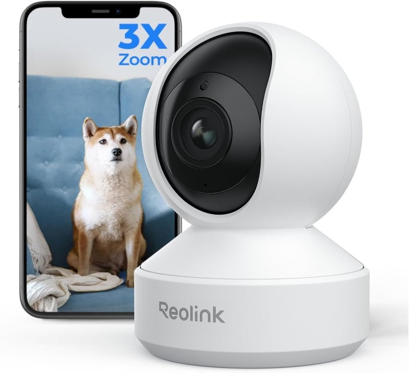 REOLINK 4K Indoor Camera with 3X Optical Zoom, Pet Camera, Baby Monitor, Crying Sound Detection, Privacy Mode, Human/Pet Auto Tracking, 2.4/5GHz WiFi 6 Home Security Camera, 8MP Night vision, E1 Zoom - Image 1