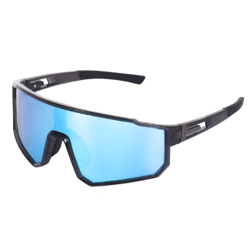 Dervin One Piece Shield Sports Oversized Visor Polarized Sunglasses for Men Women, Outdoor Cycling Hiking Fishing Sunglasses (Mirror Blue) - Image 1