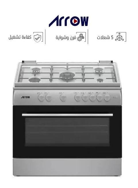 5 Burner Hob - Oven & Grill - Full Safety - 90x60 cm - Made in Egypt - RO-9060GSF