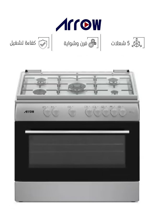 Arrow 5 Burner Hob - Oven & Grill - Full Safety - 90x60 cm - Made in Egypt - RO-9060GSF  - Image 1
