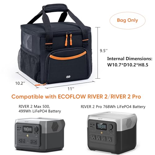 FRECOLSH HeavyDuty Portable Power Station Storage Bag Compatible with Ecoflow RIVER 2 Max and RIVER 2 Pro Solar Power Station Carrying Case for Outdoor Camping Essentials Case Only - Image 3