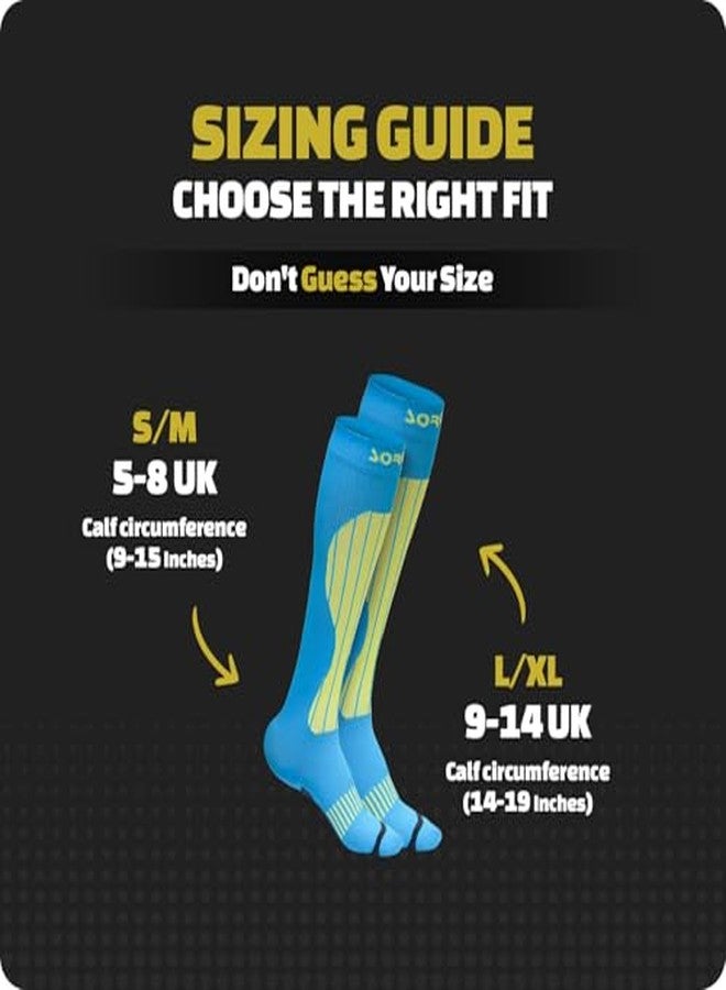 Sorgen Sports Compression Socks | 20-30 mm Hg | Running, Cycling, Marathon, Athletics & Indoor Training | Reduce Leg Cramps | Improve Performance & Support Recovery | Comfortable & Durable (Blue & Orange, L/XL) - Image 4