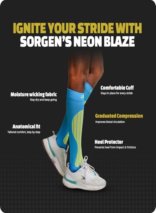 Sorgen Sports Compression Socks | 20-30 mm Hg | Running, Cycling, Marathon, Athletics & Indoor Training | Reduce Leg Cramps | Improve Performance & Support Recovery | Comfortable & Durable (Blue & Orange, L/XL) - Image 3