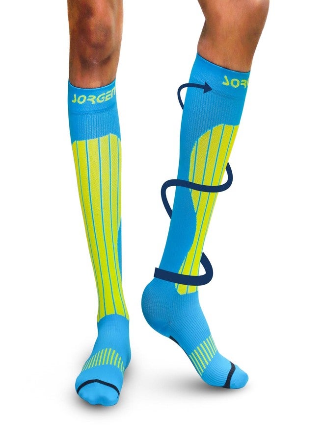 Sorgen Sports Compression Socks | 20-30 mm Hg | Running, Cycling, Marathon, Athletics & Indoor Training | Reduce Leg Cramps | Improve Performance & Support Recovery | Comfortable & Durable (Blue & Orange, L/XL) - Image 1
