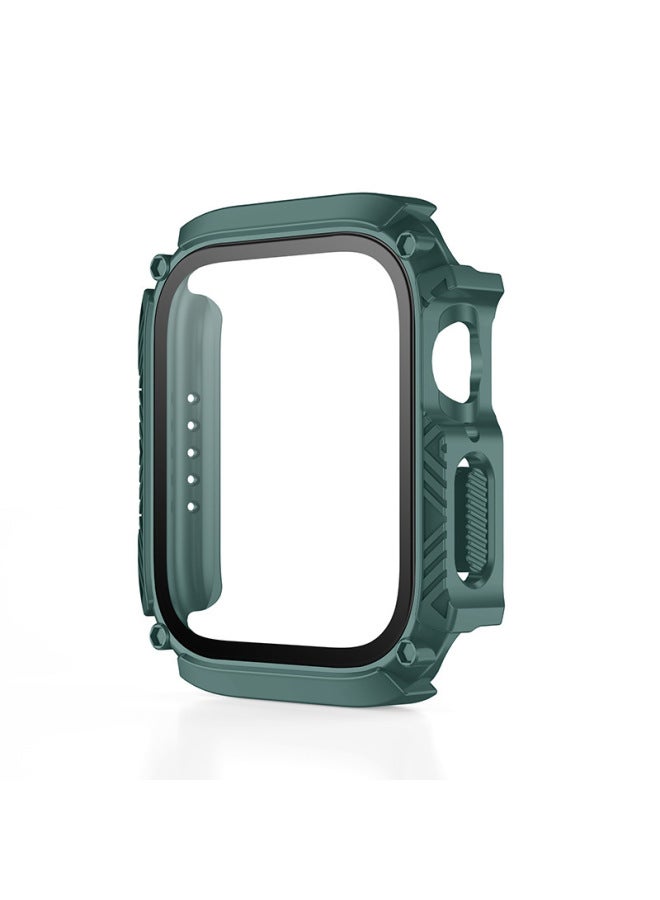 Suitable For Apple Watch4567SE Armored Waterproof Shell Protective Shell For Iphone 8 Generation PC Film Integrated Anti-fall Shell-Color:Dark Green-Exterior Dimension:41mm