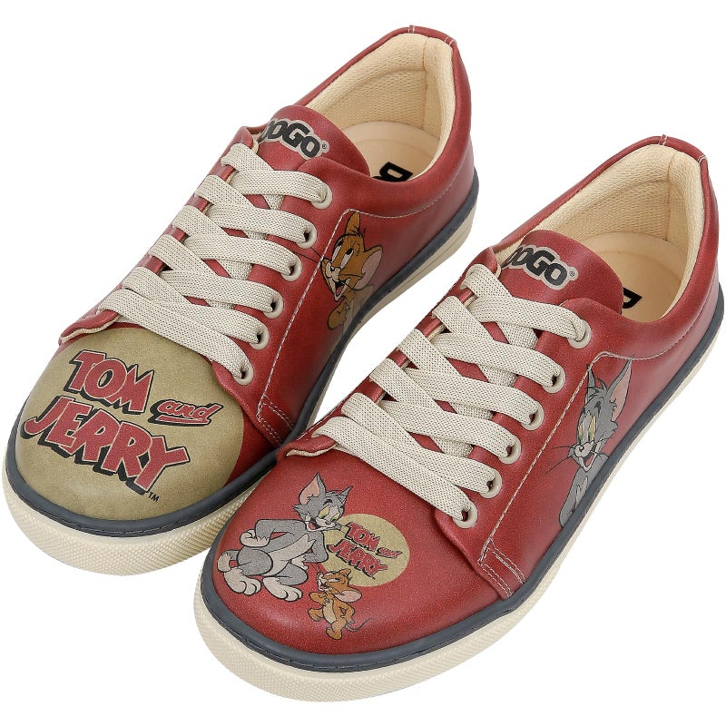 DOGO Vegan Leather Sneakers for Women Handmade and Unique Design Fashion Sneakers for WomenTom Jerry WB Design