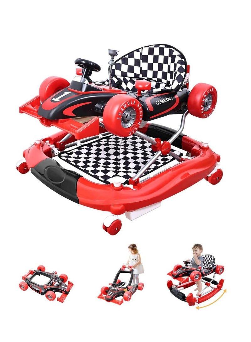 مشاية أطفال، مشاية أطفال 2 في 1/كرسي هزاز للأولاد والبنات، صينية طعام قابلة للإزالة، موسيقى وأضواء، قابلة للطي، 4 ارتفاعات قابلة للتعديل، إطار سهل الطي للتخزين، عجلات صامتة، للأعمار من 6 أشهر فما فوق (متعددة الالوان) - Image 1