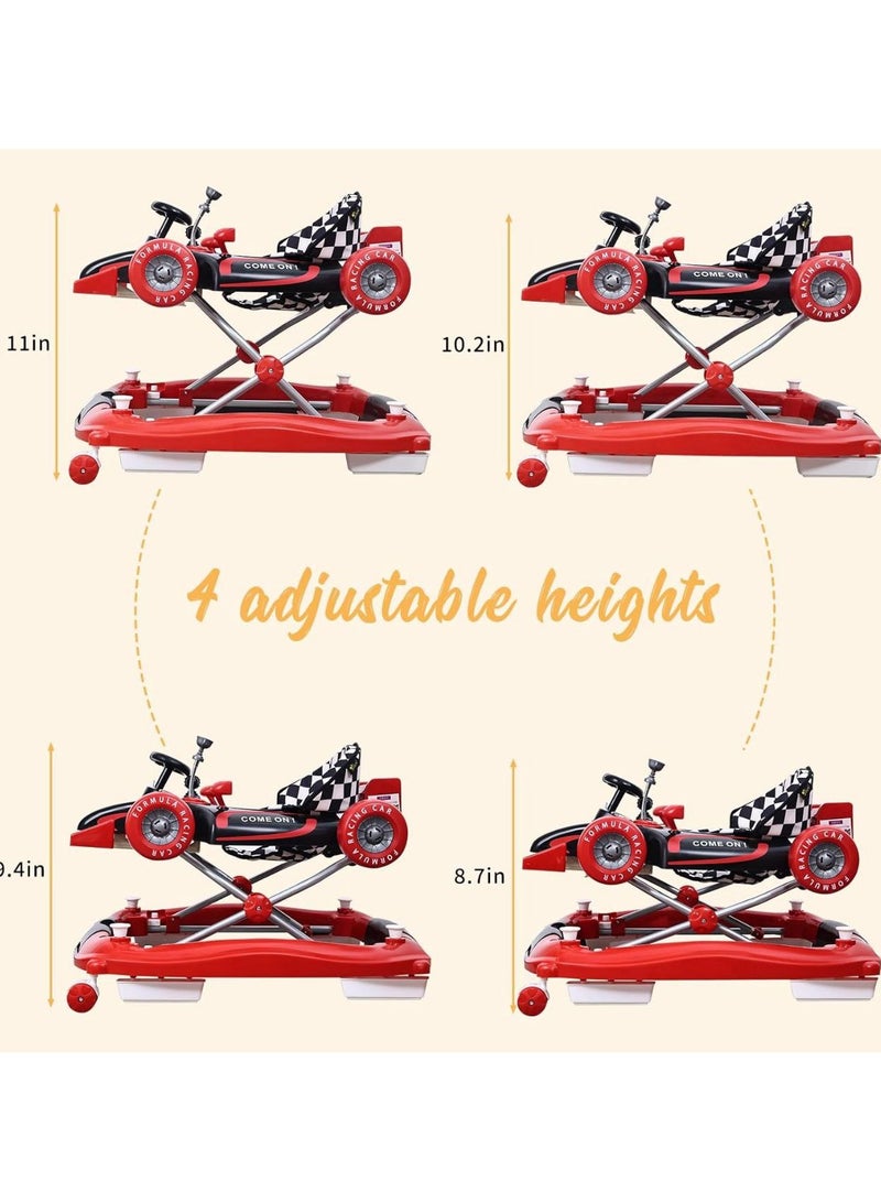 مشاية أطفال، مشاية أطفال 2 في 1/كرسي هزاز للأولاد والبنات، صينية طعام قابلة للإزالة، موسيقى وأضواء، قابلة للطي، 4 ارتفاعات قابلة للتعديل، إطار سهل الطي للتخزين، عجلات صامتة، للأعمار من 6 أشهر فما فوق (متعددة الالوان) - Image 3