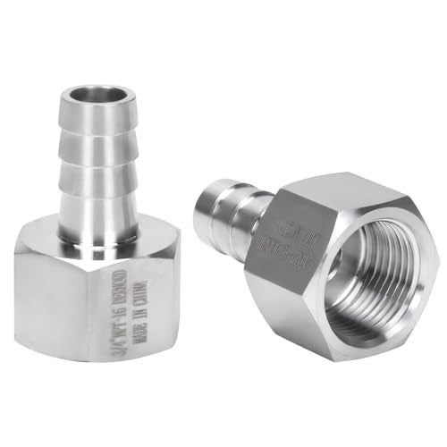 DERNORD 58 Barbed Hose x 34 NPT Female Home Brew Fitting 304 Stainless Steel Pack of 2 - Image 1