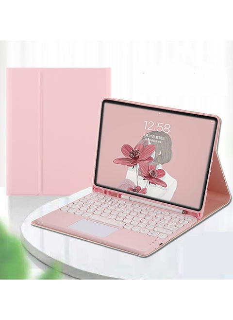 Keyboard Case Compatible with Samsung Galaxy Tab S10 Ultra 14.6 Inch (2024), Round Keys Detachable Wireless Touchpad Trackpad Keyboard Leather Case with Pencil Slot
