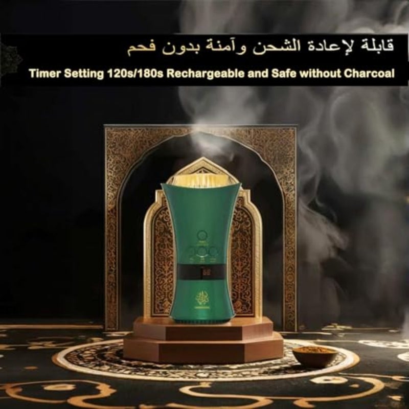 مبخرة بخور، حامل بخور ذكي محمول، جهاز مبخرة عود عربي كهربائي قابل لإعادة الشحن من النوع C للاستخدام في المنزل والمكتب والسيارة والسفر - Image 2