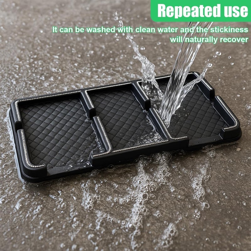 Bling Rhinestone Car Dashboard Mat, Non-Slip Grip Pad & Phone Holder, Anti-Slip Center Console Tray, Car Interior Accessories for Keys, Sunglasses - Image 4
