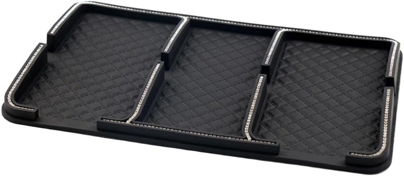 Bling Rhinestone Car Dashboard Mat, Non-Slip Grip Pad & Phone Holder, Anti-Slip Center Console Tray, Car Interior Accessories for Keys, Sunglasses - Image 1