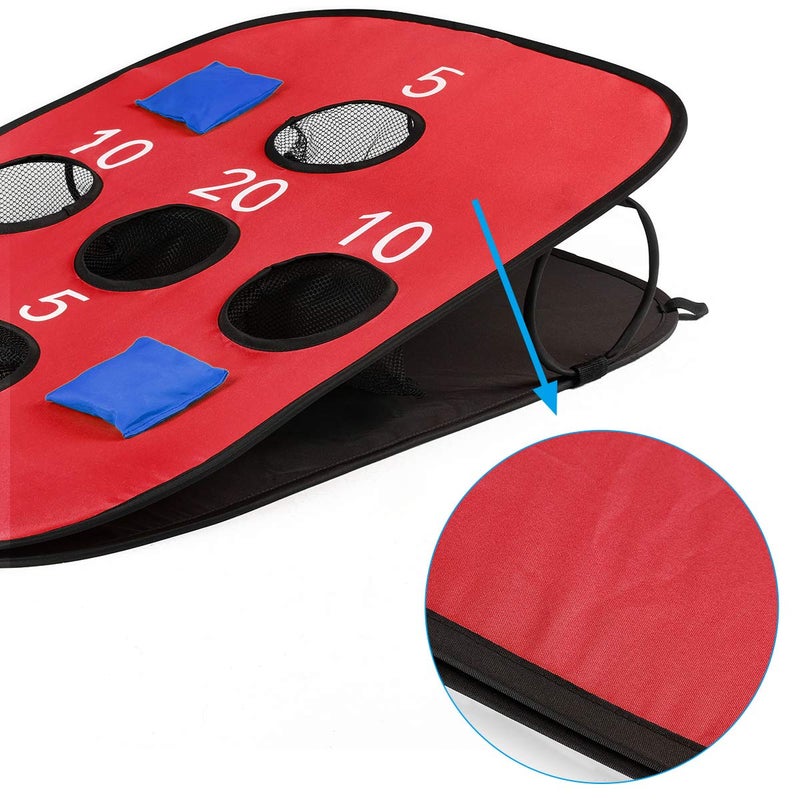 G4Free Portable Collapsible 5 Holes Cornhole Game Set with 8 Bean Bags Toss Game Size 3ft x 2ft for Camping Travel A-Red Blue - Image 3