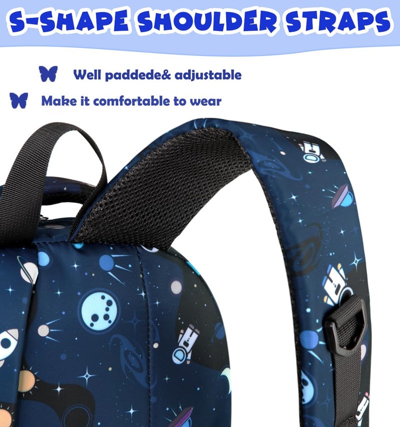 BLUEFAIRY School Backpack for Boys Kids Elementary School Book Bags Space Spaceman Astronaut Back to School Bookbags Mochilas Escolares para NiÃ±o 17" Navy Blue - Image 4