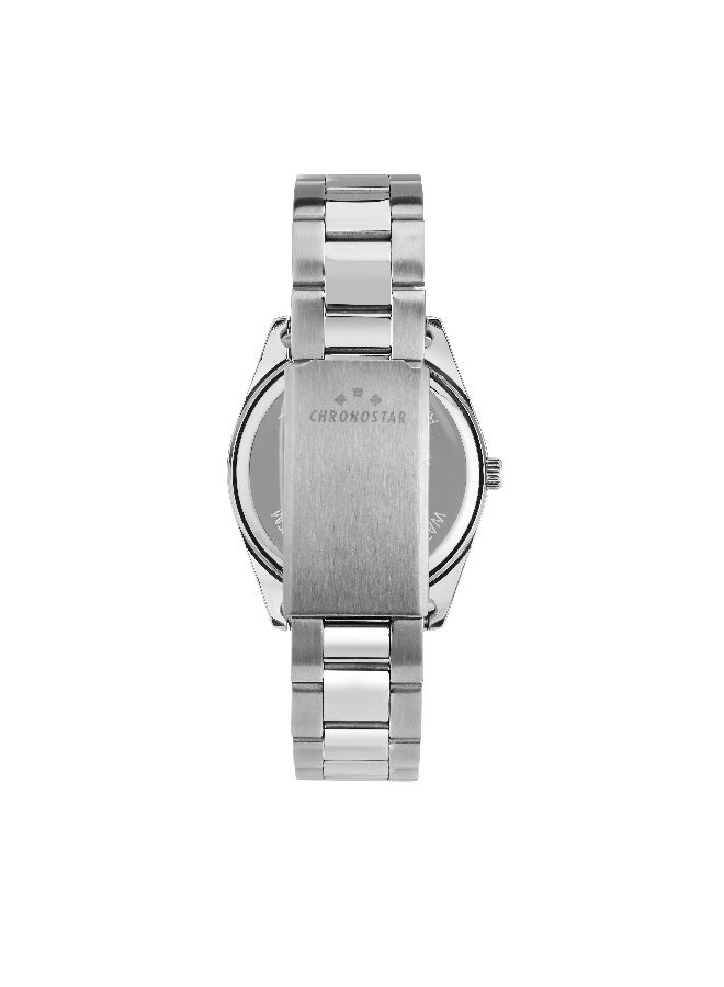 Chronostar Men's Black Round Analog Dial with Silver Stainless Steel Band Watch - 41mm - R3753312004 - Image 4
