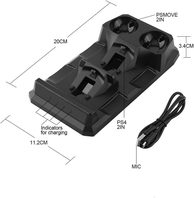 Pilipane 4 in 1 Fast Charging Dock Station Stand Charging Dock Charger for PS MovePS4 Controllers Organize and Power Up Your Gaming Gear - Image 3