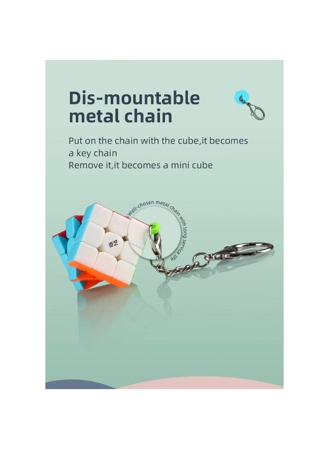 QIYI MINI 3X3 KEYCHAIN NON-MAGNETIC STICKERLESS CUBE - Image 2