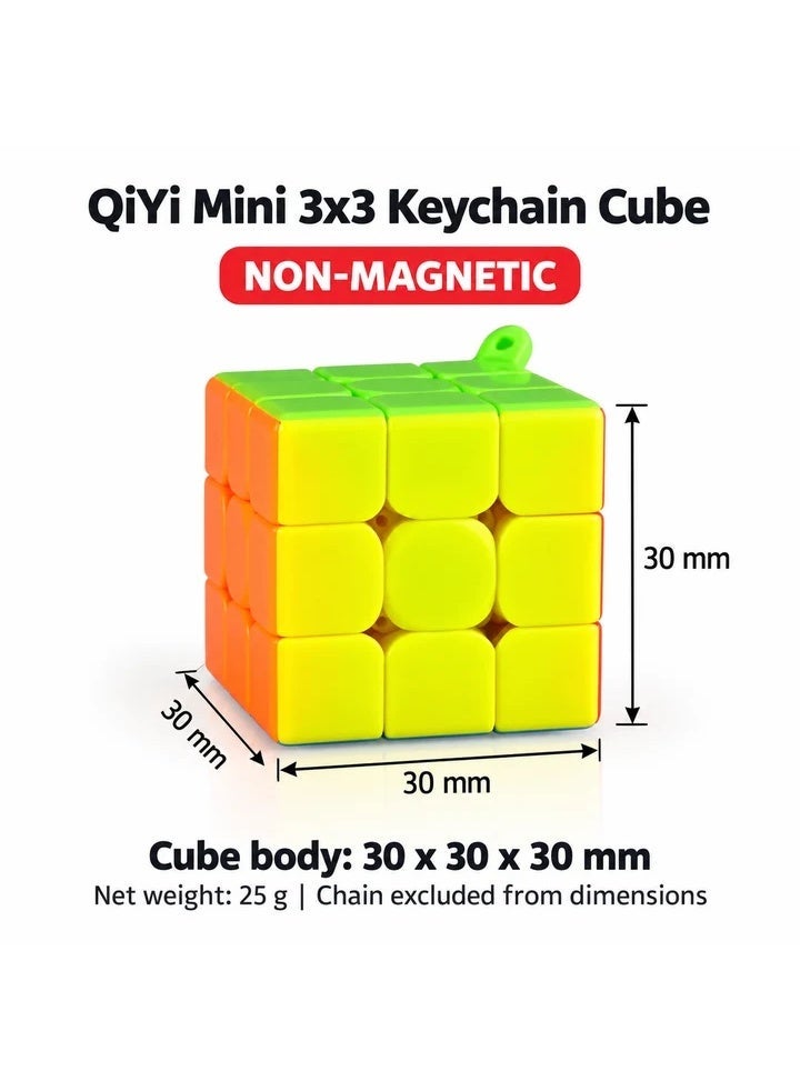 كي يي مكعب QiYi Mini 3x3 ميدالية مفاتيح – لغز صغير محمول بدون ملصقات للأطفال والكبار - Image 5