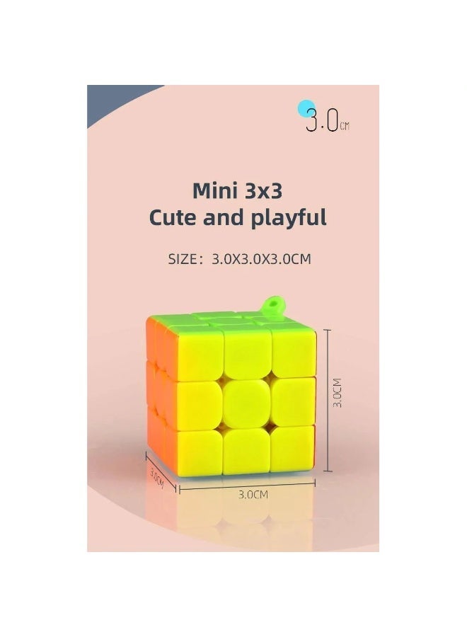 كي يي مكعب QiYi Mini 3x3 ميدالية مفاتيح – لغز صغير محمول بدون ملصقات للأطفال والكبار - Image 2