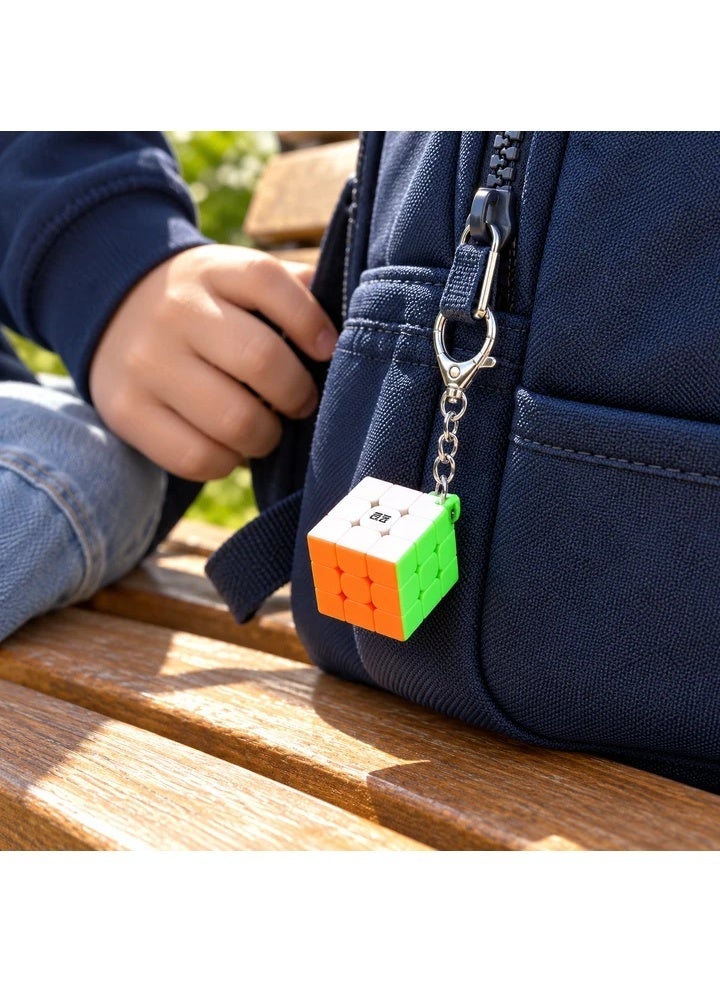 كي يي مكعب QiYi Mini 3x3 ميدالية مفاتيح – لغز صغير محمول بدون ملصقات للأطفال والكبار - Image 4