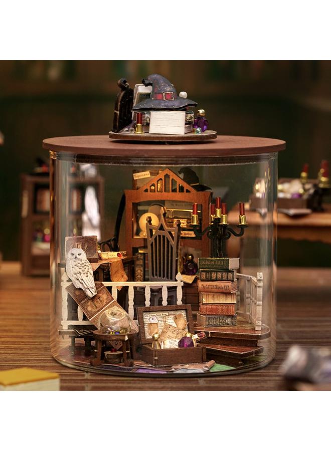 الأزرق جي دبليو مزينة يدويًا زجاجة زجاجية DIY كوخ ماجيك كوخ ماجيك 3D نموذج بناء ثلاثي الأبعاد هدية زخرفة سطح المكتب - Image 3