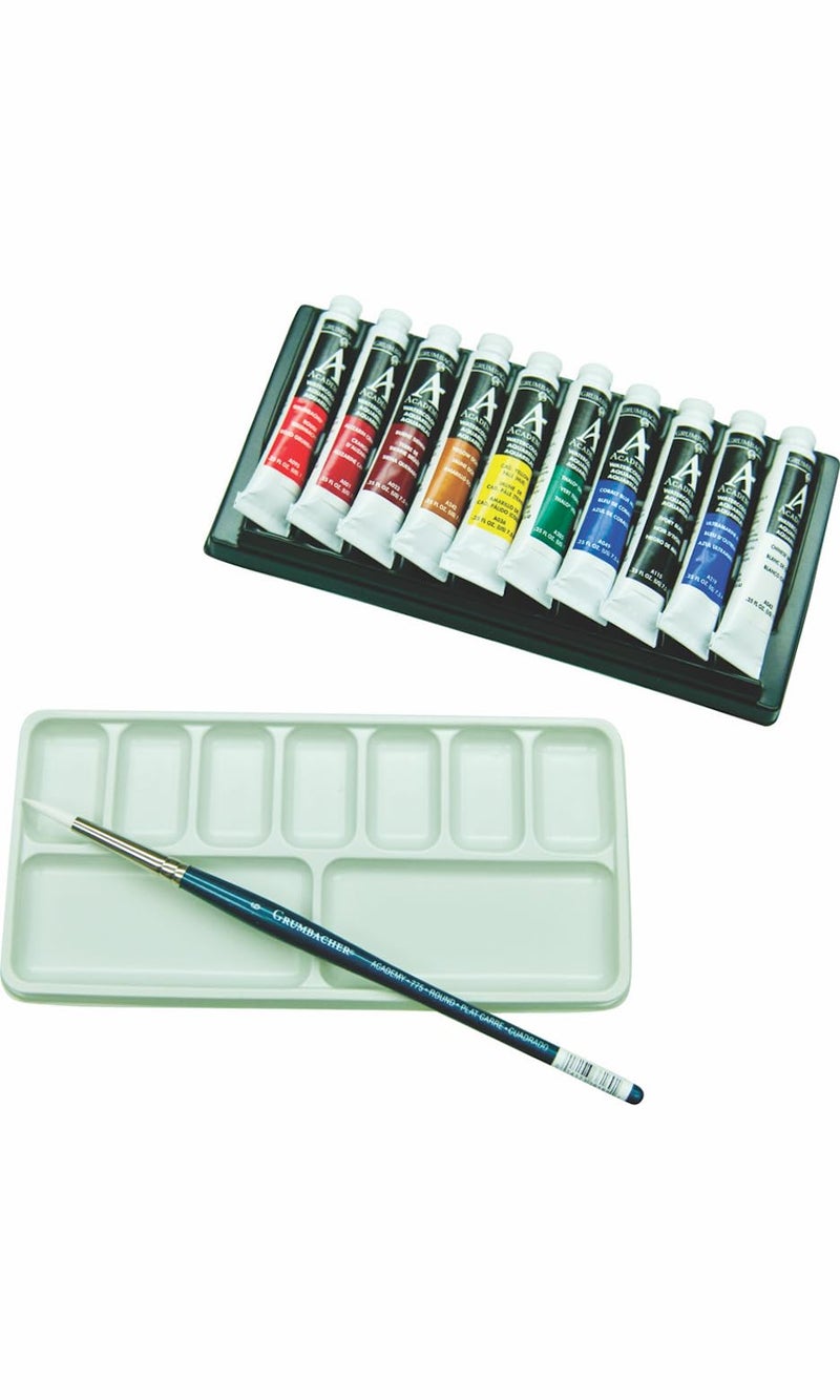 Grumbacher Academy Watercolor Paint, 7.5ml/0.25 oz. Tube, 10-Color Set - Image 2