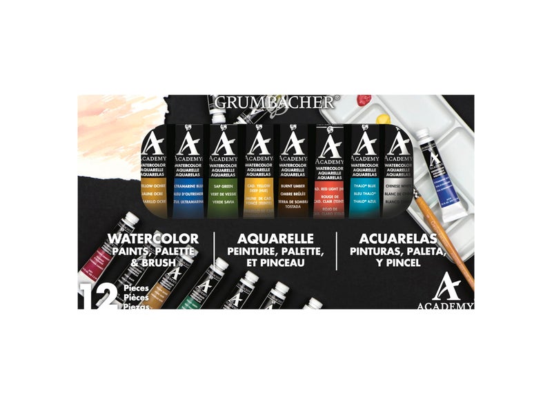 Grumbacher Academy Watercolor Paint, 7.5ml/0.25 oz. Tube, 10-Color Set - Image 4