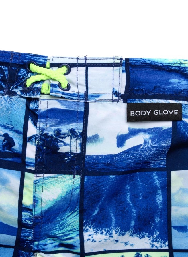 Body Glove Toddler Baby Boys' Rash Guard Set - 4 Piece UPF 50+ Short Sleeve Swim Shirt and Bathing Suit Swimsuit Set for Boys, Size 2T, Dark Navylime Beach - Image 4