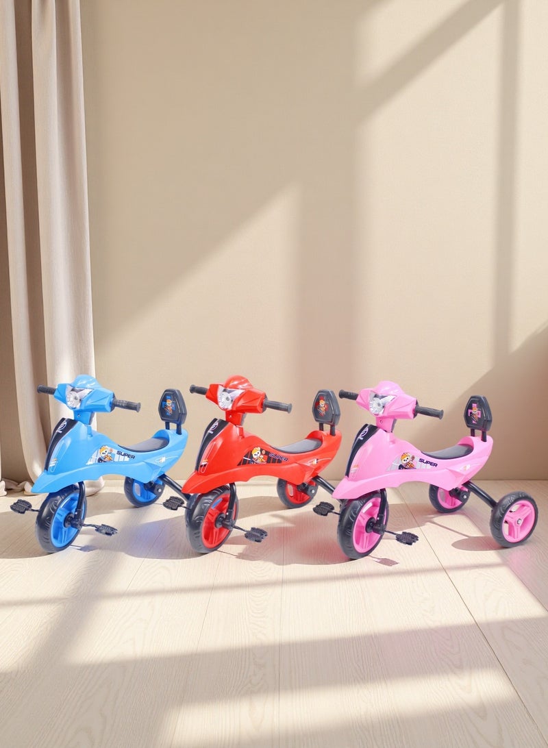 EASY FUTURE  Kids Tricycle with Light & Music Baby Bicycle Ride-On Toy Color Options: Blue, Red, Pink - Image 3
