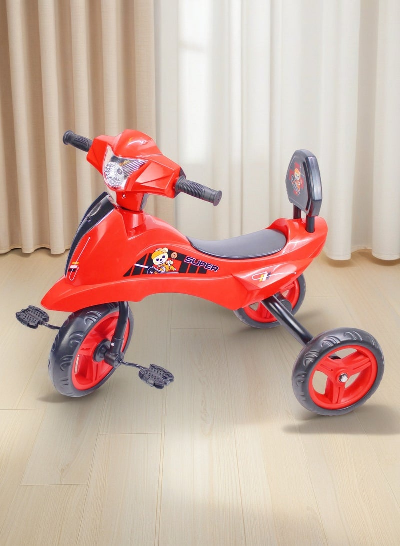 EASY FUTURE  Kids Tricycle with Light & Music Baby Bicycle Ride-On Toy Color Options: Blue, Red, Pink - Image 1