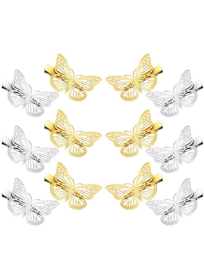 WILLBOND WILLBOND 24 Pieces Butterfly Metal Gold Hair Clips Clamps Cute Metallic Hollow Butterfly Hair Clips Accessories for Girls and Women with Left and Right Styles  - Image 3