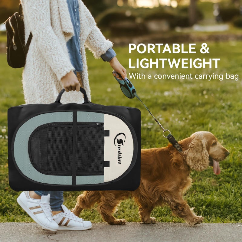Siedihit Dog Playpen, Puppy Pet Playpen, Medium Dogs Tent Crates Cage Indoor/Outdoor, Portable Pop Up Dog Kennel Playpen with Carrying Case for Dogs/Cats/Rabbits, Removable Zipper Top, Grey - Image 5