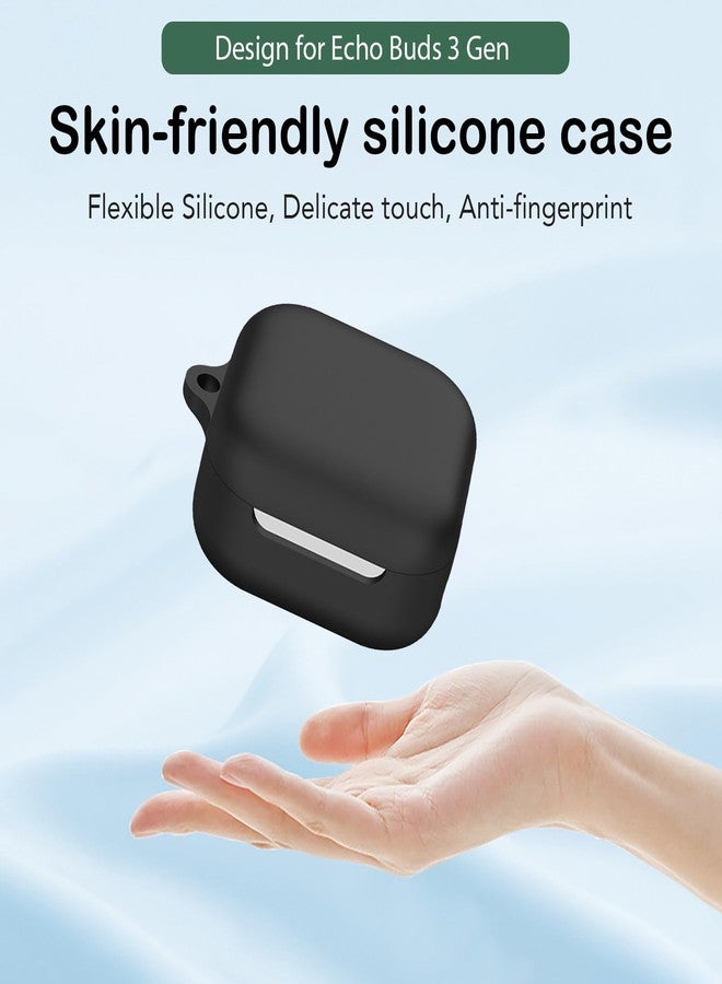 USTIYA Case for Echo Buds 3 Wireless Headphones Protection Cover Full-Body Soft Silicone with Keychain Headphone Accessories Funda Carcasa (Black) - Image 5
