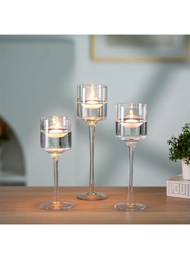DUNISO 3Pcs Candle Holders，Elegant Tea Light Glass Candle Holders Wedding Table Centrepiece  - Image 1