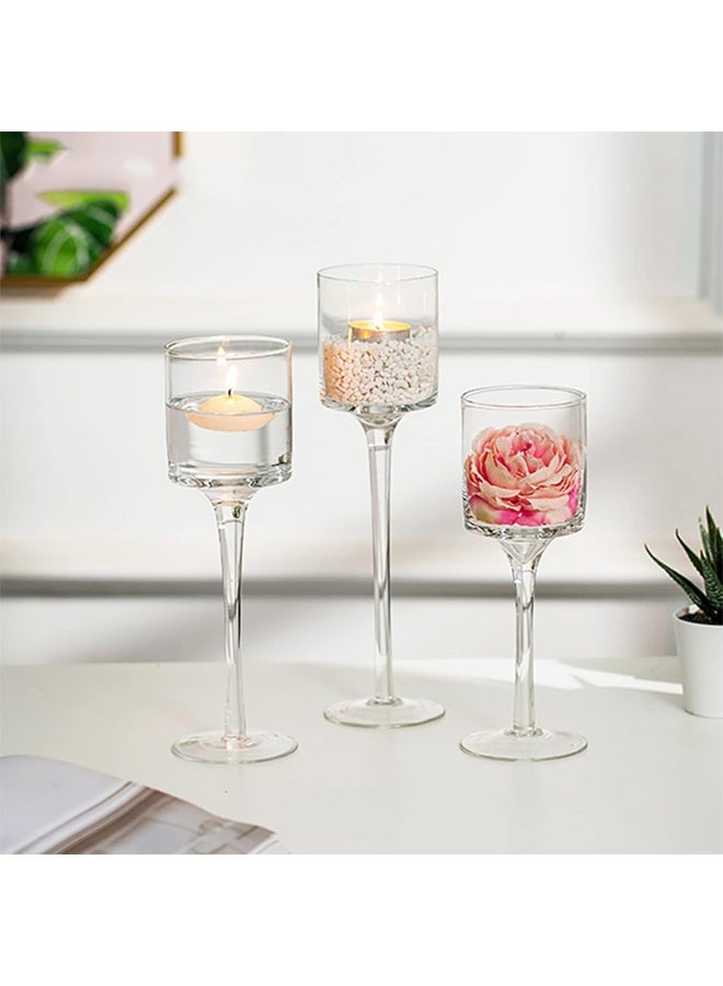 DUNISO 3Pcs Candle Holders，Elegant Tea Light Glass Candle Holders Wedding Table Centrepiece  - Image 3